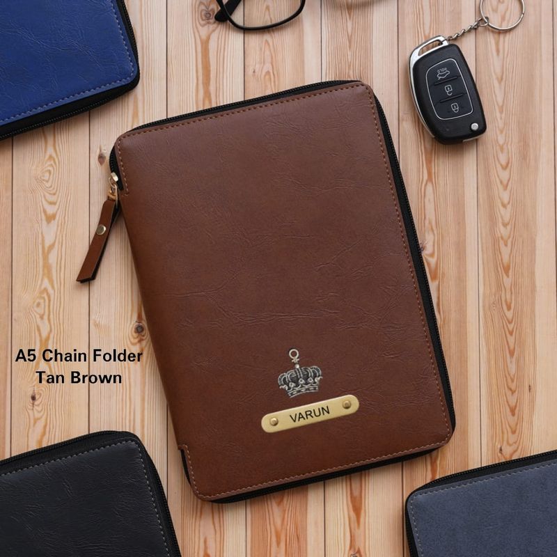 Personalized Leather Zippered Office Folder