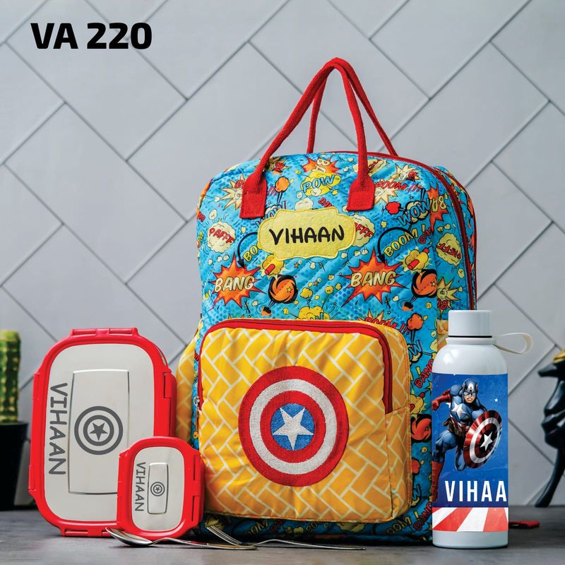 Personalized Junior Kids School Bag  - Captain Superhero Theme (16 inches)