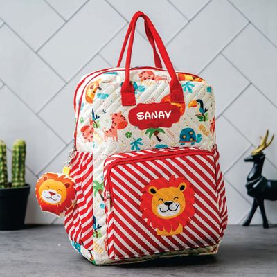 Personalized Junior Kids School Bag - Lion Theme (16 inches)