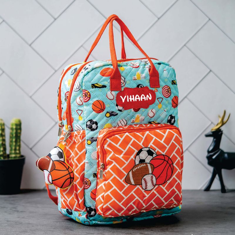 Personalized Junior Kids School Bag  - Sports Theme (16 inches)