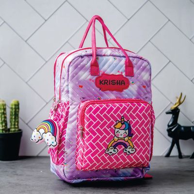 Personalized Junior Kids School Bag - Pink Girls Theme (16 inches)