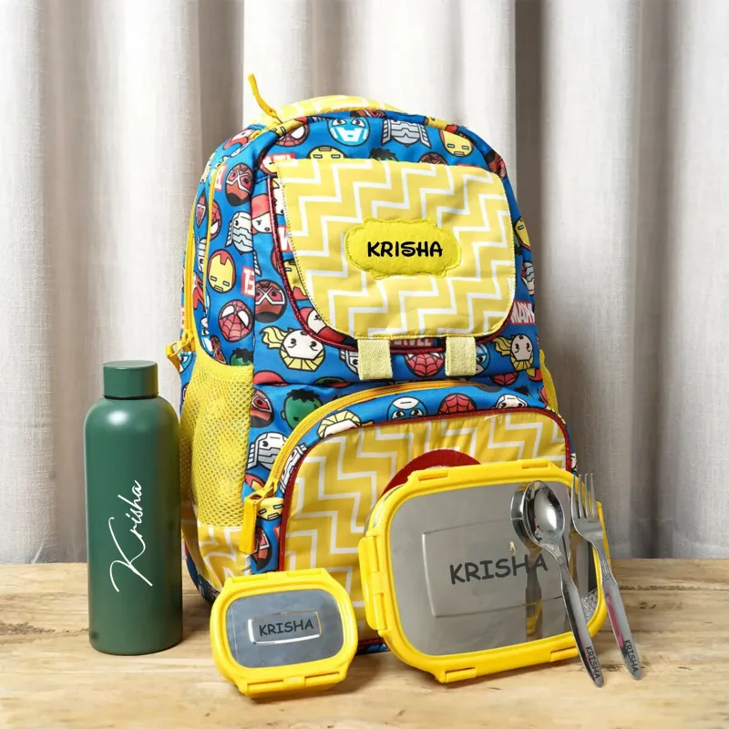 Personalized Kids School Essentials Kit - Superhero Theme (18 inches)