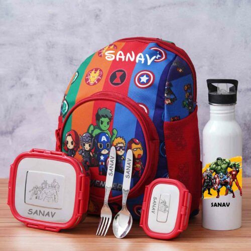 Personalized Small Kids School Bag  - Superhero Theme (14 inches)