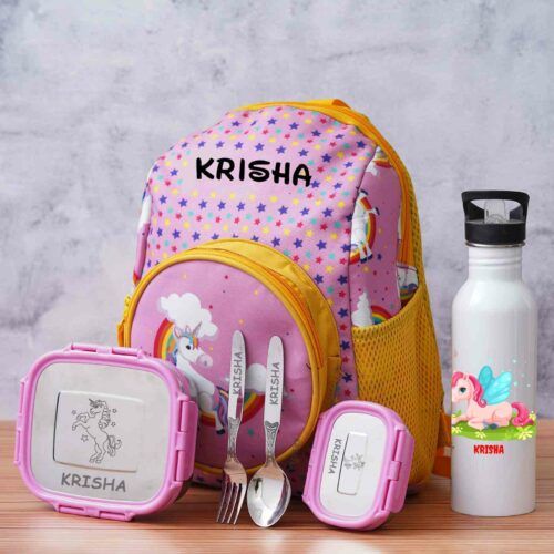 Personalized Small Kids School Bag  - Unicorn Theme (14 inches)