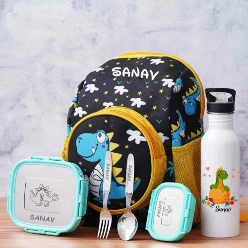 Personalized Small Kids School Bag  - Dinosaur Theme (14 inches)