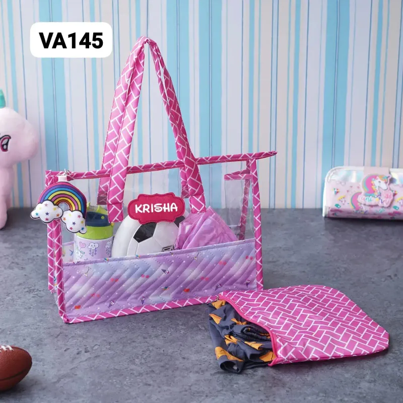 Personalized Kids Swimming Bag With Pouch - Pink Rainbow Theme