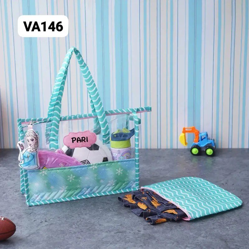 Personalized Kids Swimming Bag With Pouch - Sea Green Mermaid Theme