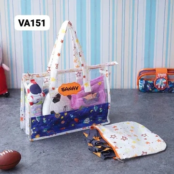 Personalized Kids Swimming Bag With Pouch - Blue Astronaut Theme