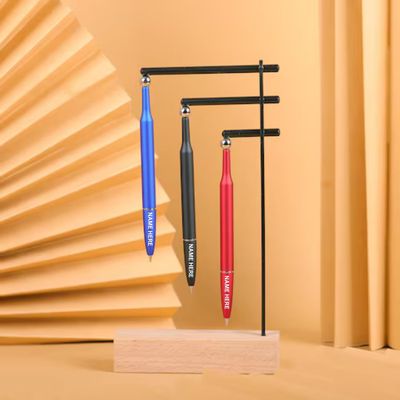 Personalized 3 Magnetic Pens with Wooden Stand