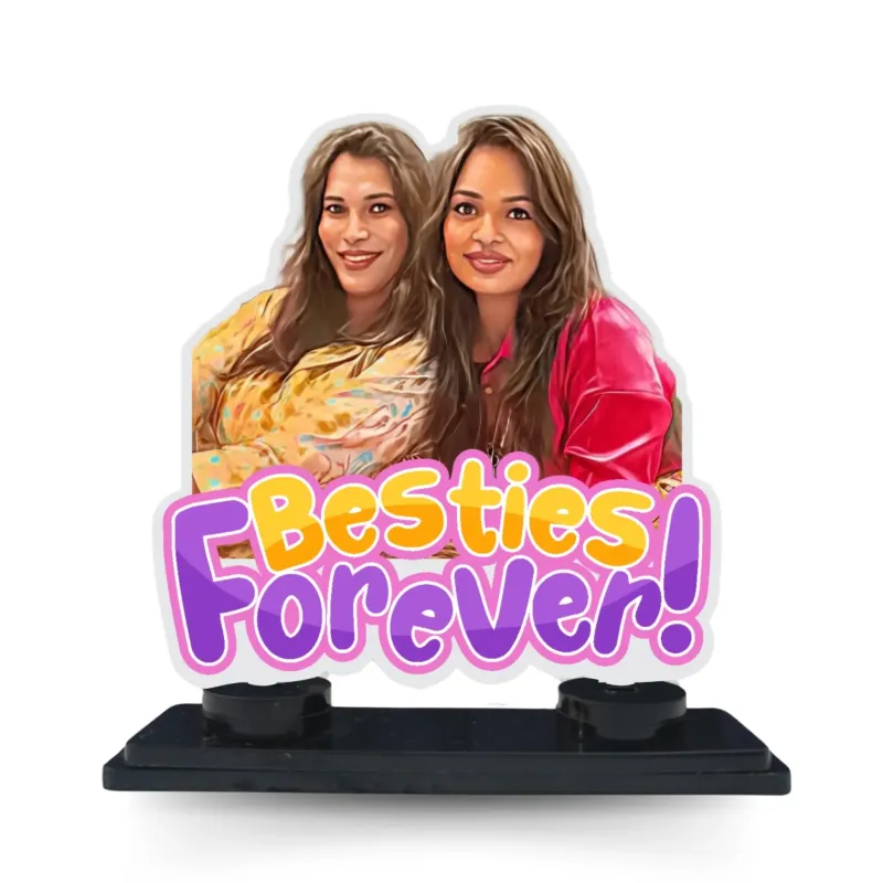 Besties Forever Caricature Photo Frame With Magnetic Stand