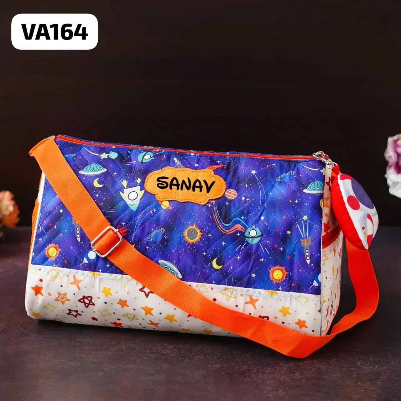 Personalized Space Astronaut Duffle Bag with 3D Toy Keychain