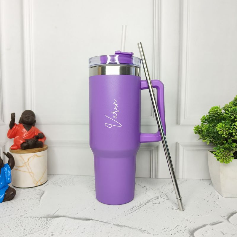 Personalized Lavender Stanley Tumbler with Steel Straw ( 1200 ml )