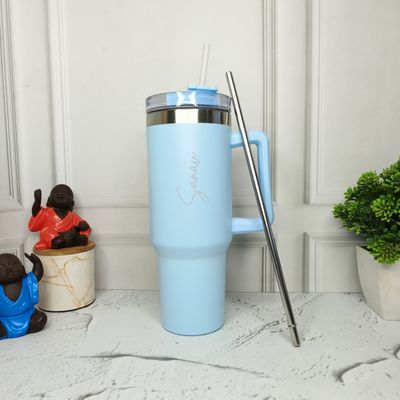 Personalized Light Blue Stanley Tumbler with Steel Straw( 1200 ml )