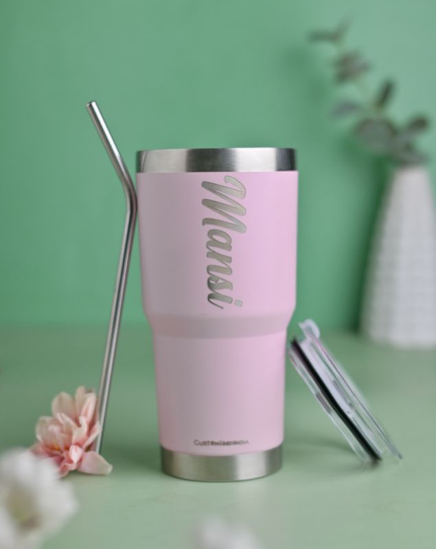 Personalized Blush Pink Tumbler - 600 ml ( 100% Leakproof )