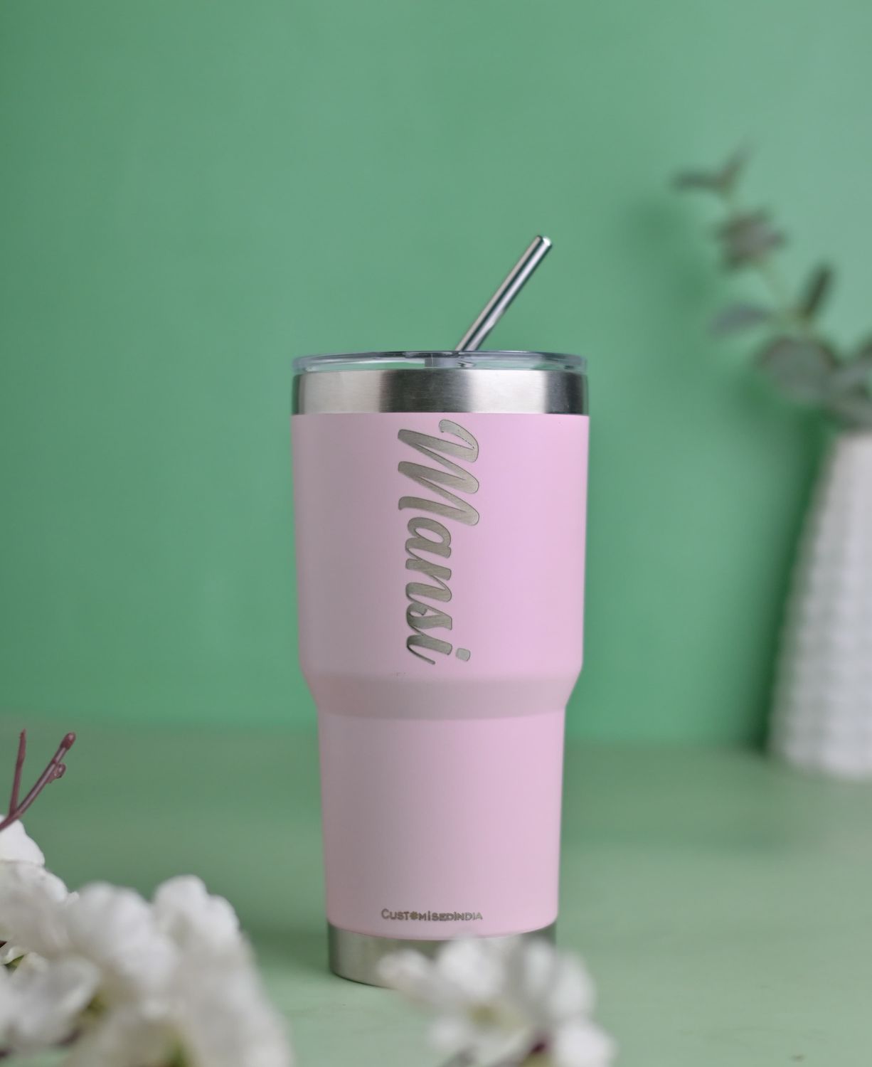 Personalized Blush Pink Tumbler - 600 ml ( 100% Leakproof )