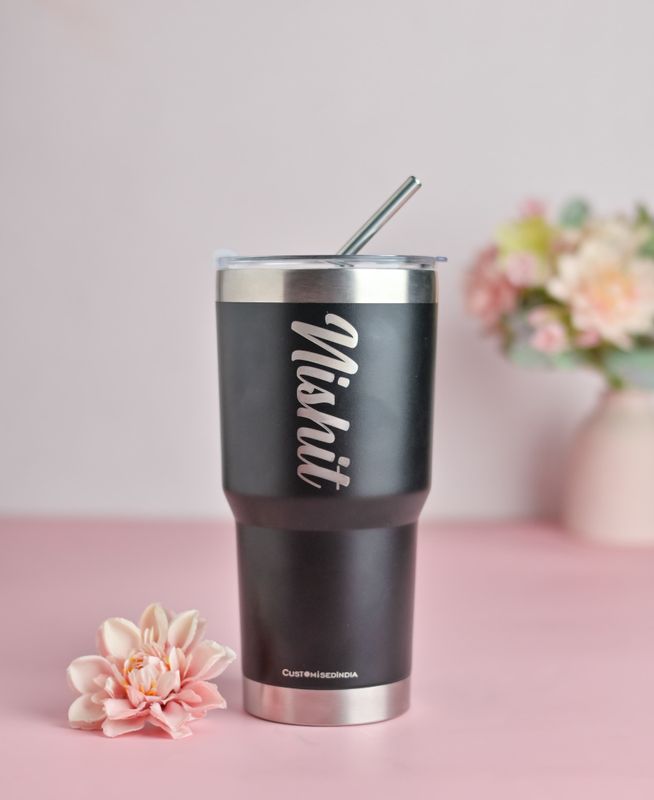 Personalized Jade Black Stanley Tumbler - 600 ml ( 100% Leakproof )