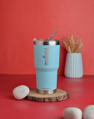 Personalized Oceanic Blue Stanley Tumbler - 600 ml ( 100% Leakproof )