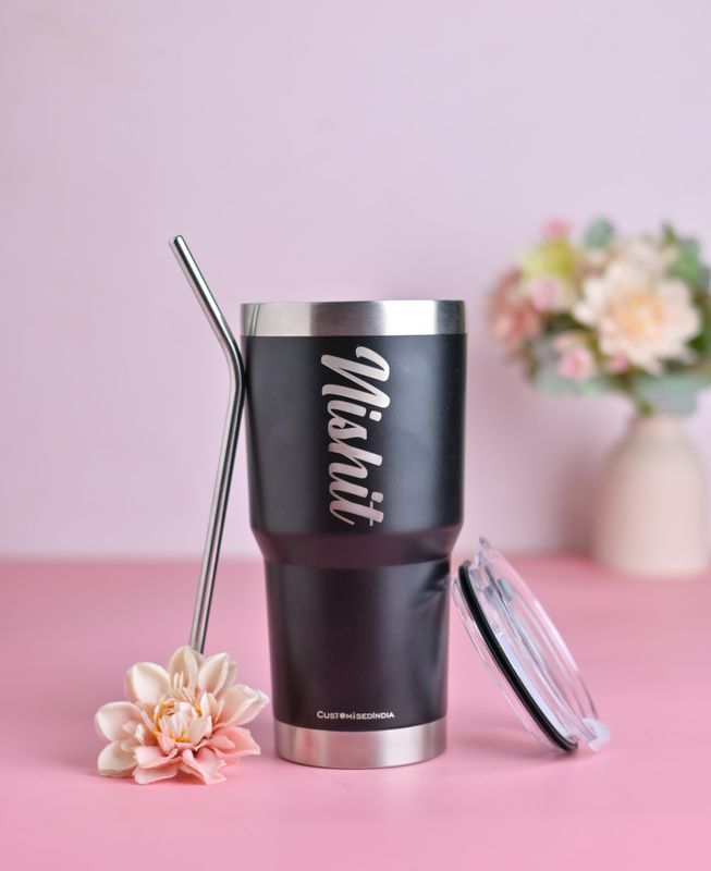 Personalized Jade Black Stanley Tumbler - 600 ml ( 100% Leakproof )