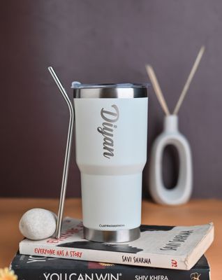 Personalized White Stanley Tumbler - 600 ml ( 100% Leakproof )