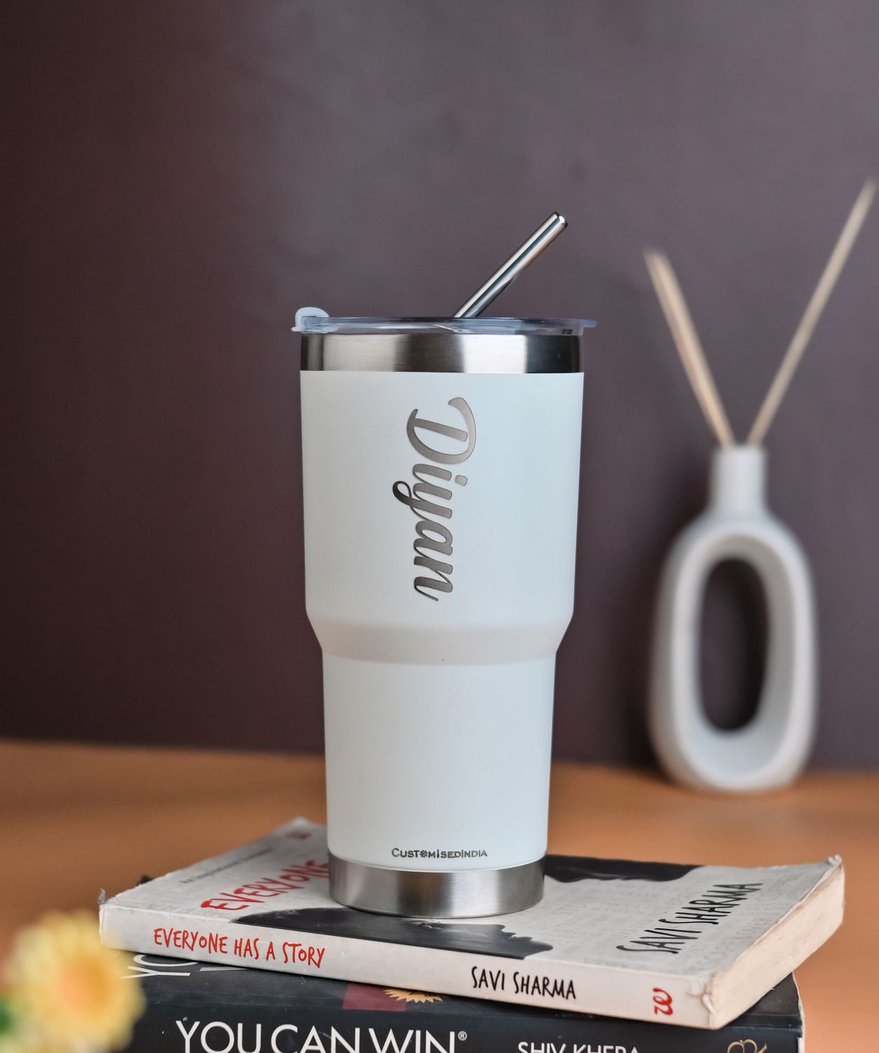 Personalized White Stanley Tumbler - 600 ml ( 100% Leakproof )
