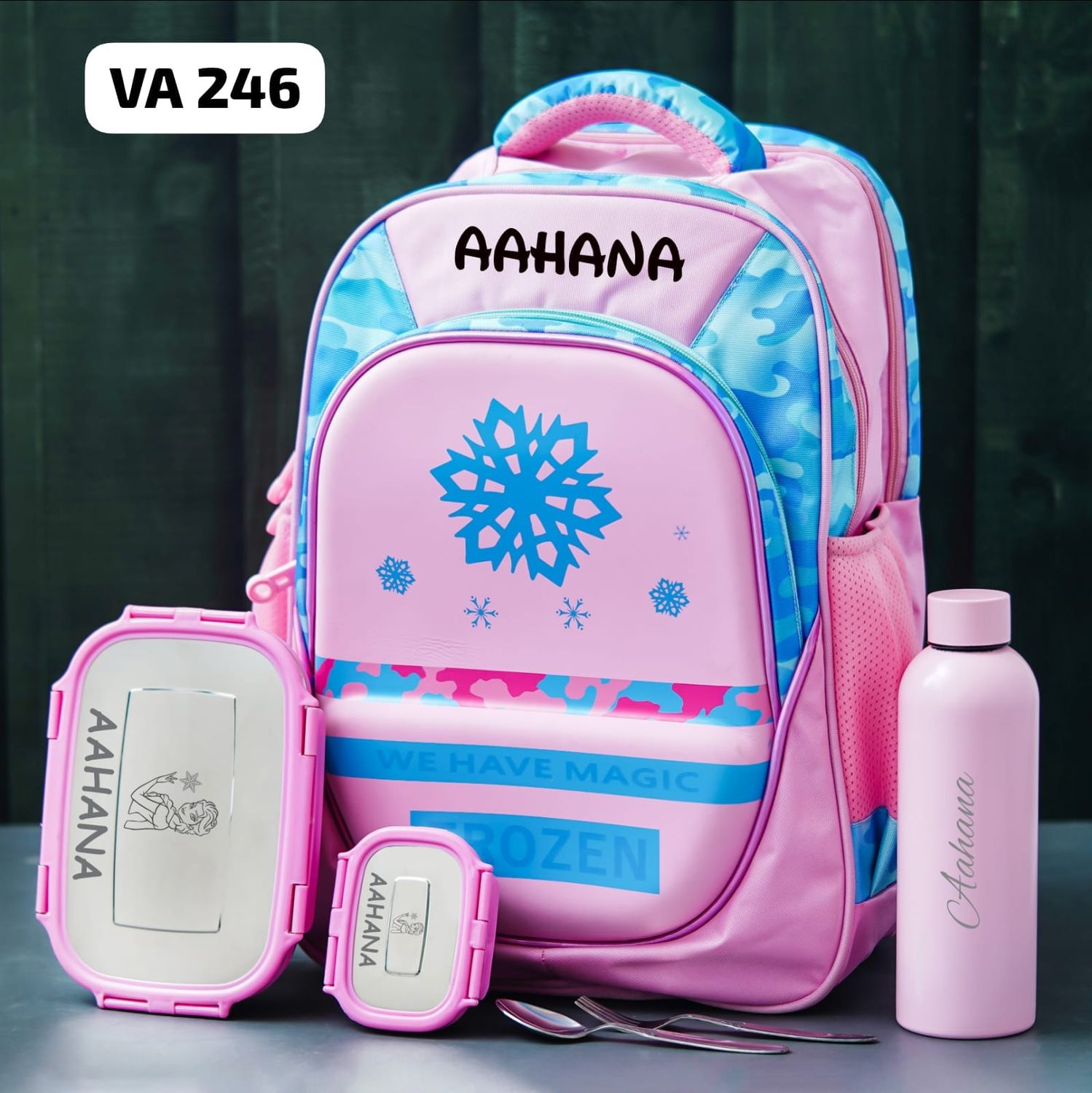 Personalized Kids School Essentials Kit - Frozen Pink Theme (17 inches)