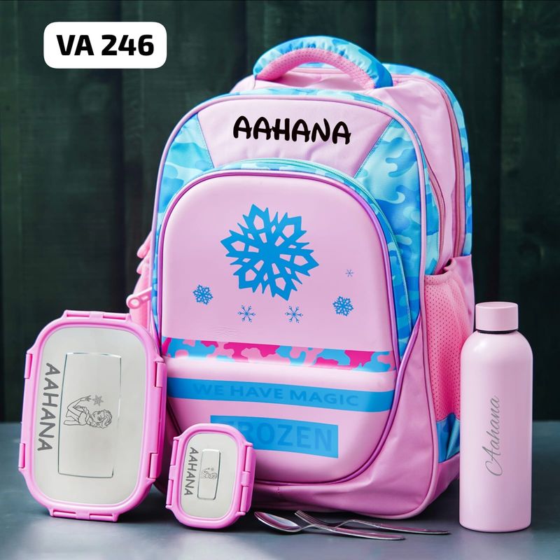 Personalized Kids School Essentials Kit - Frozen Pink Theme (17 inches)