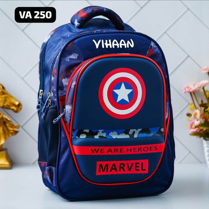 Personalized Marvel Captain America Kids School Bag  (17 inches)