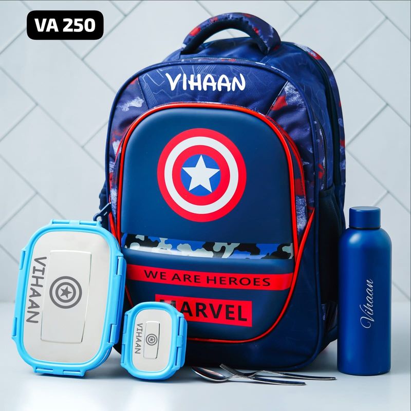 Personalized Marvel Captain America Kids School Bag  (17 inches)