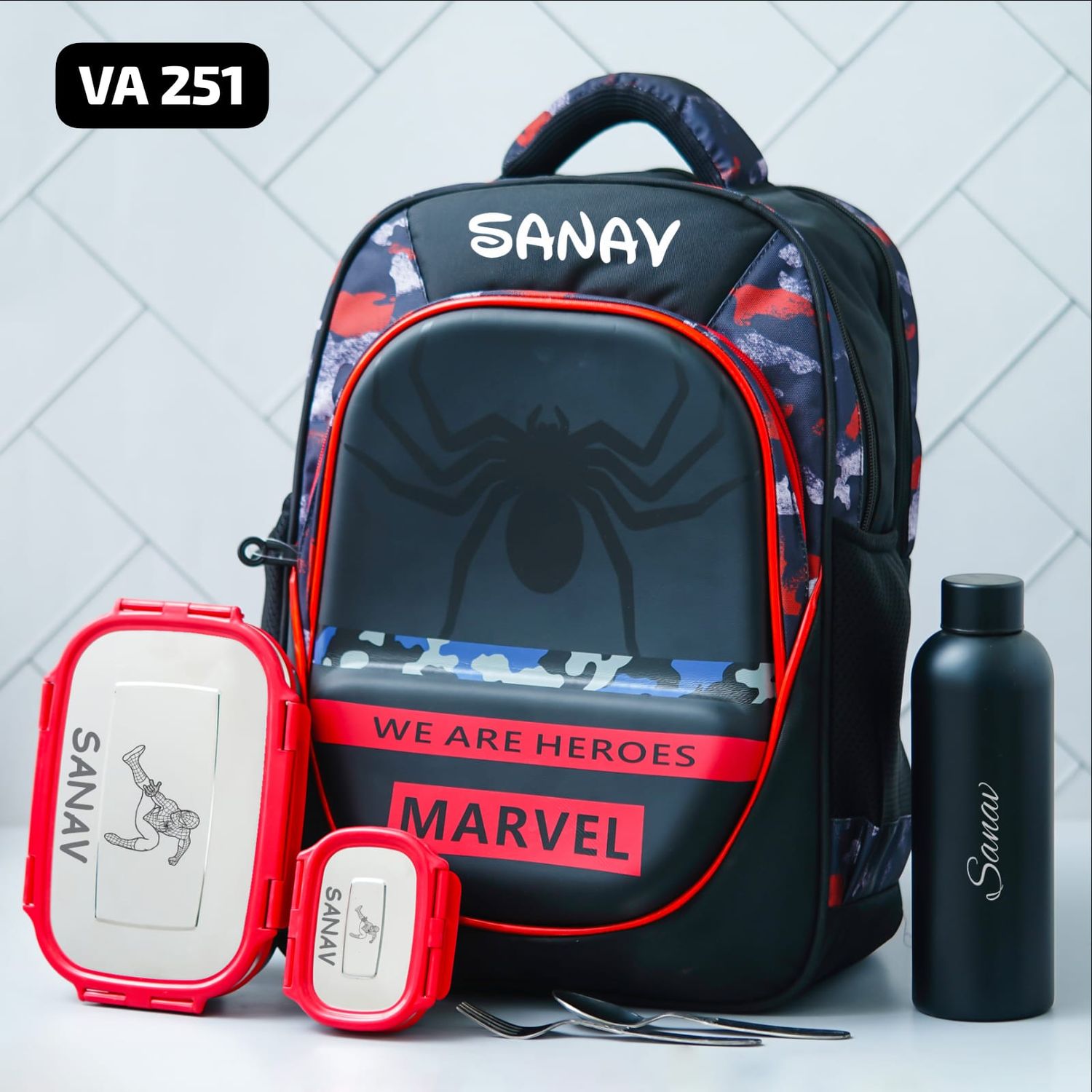 Personalized Marvel Spider Man Kids School Bag  (17 inches)
