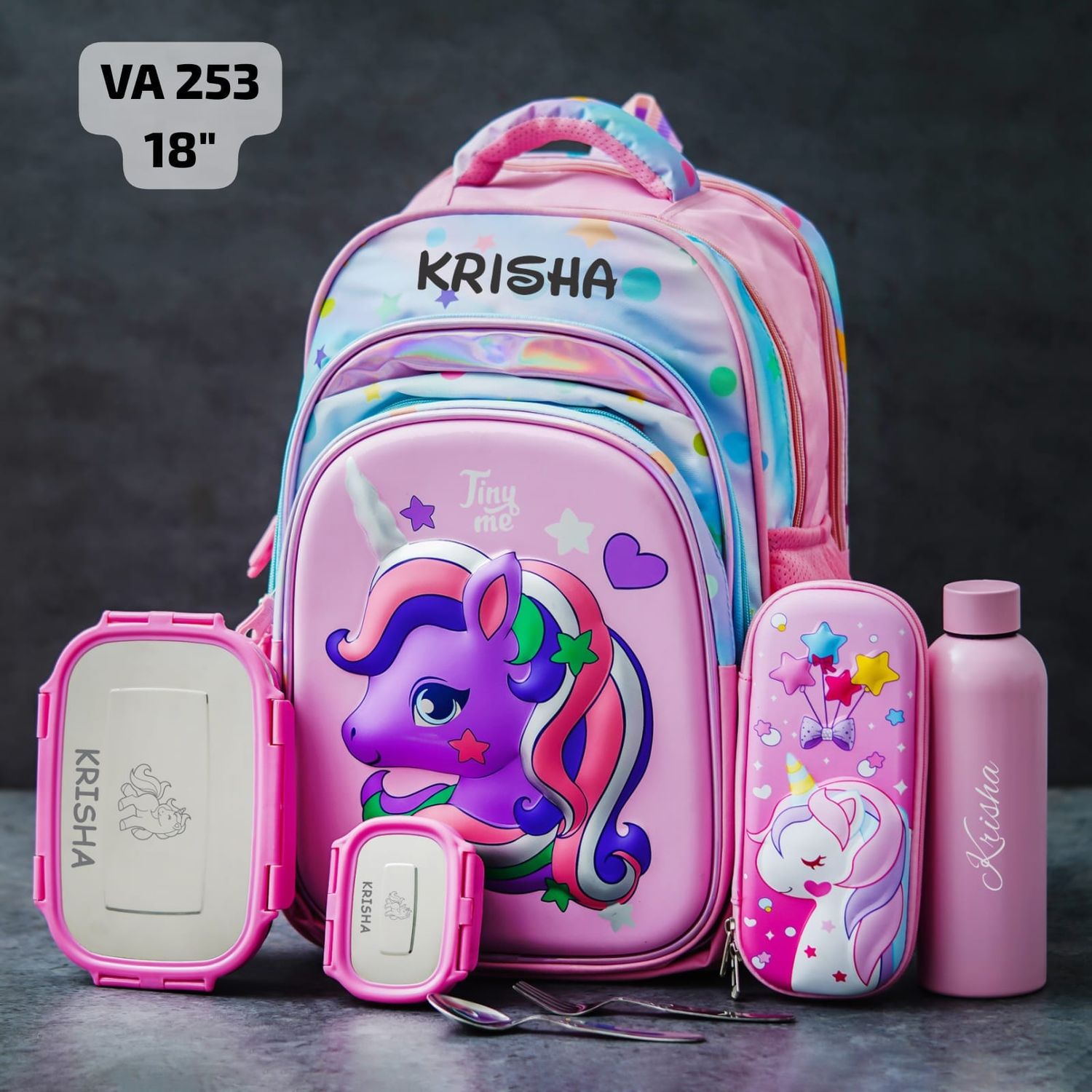 Personalized Pink Unicorn Hard Shell Theme Premium School Bag (18 inches)