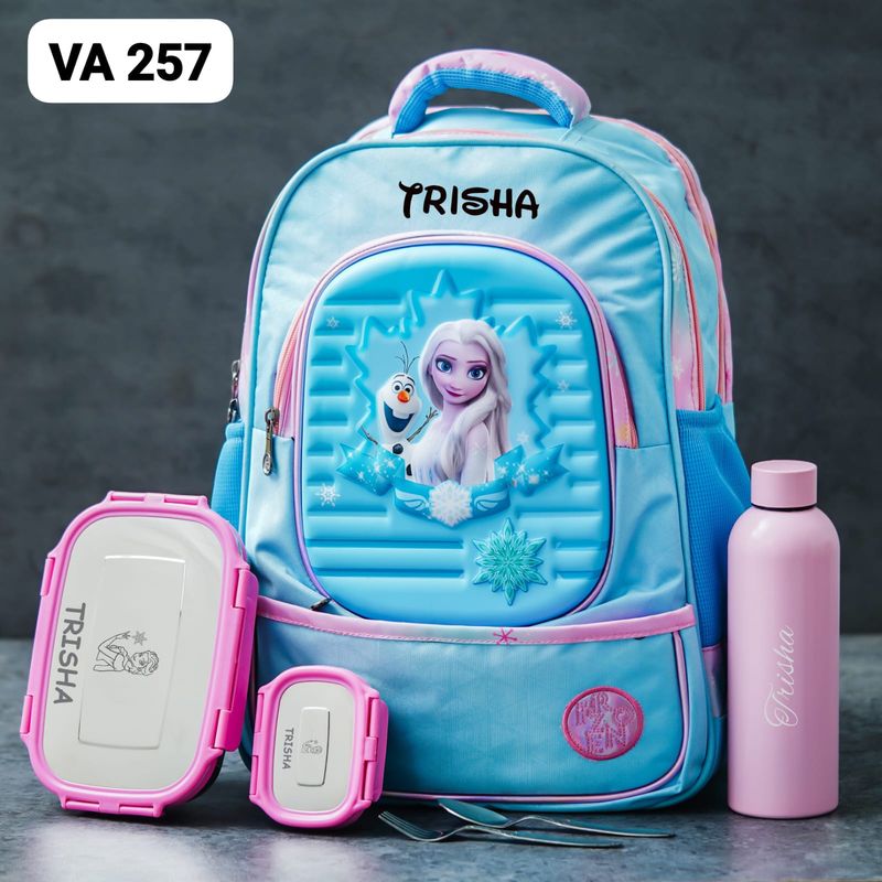 Personalized Pink Blue Frozen Elsa Themed School Bag (18 inches)