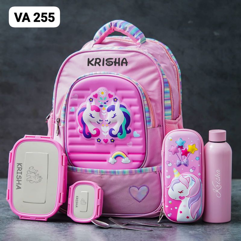 Personalized Pink Unicorn Themed Hard Shell School Bag (18 inches)