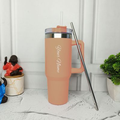Personalized Tan Brown Tumbler with Steel Straw ( 1200 ml )
