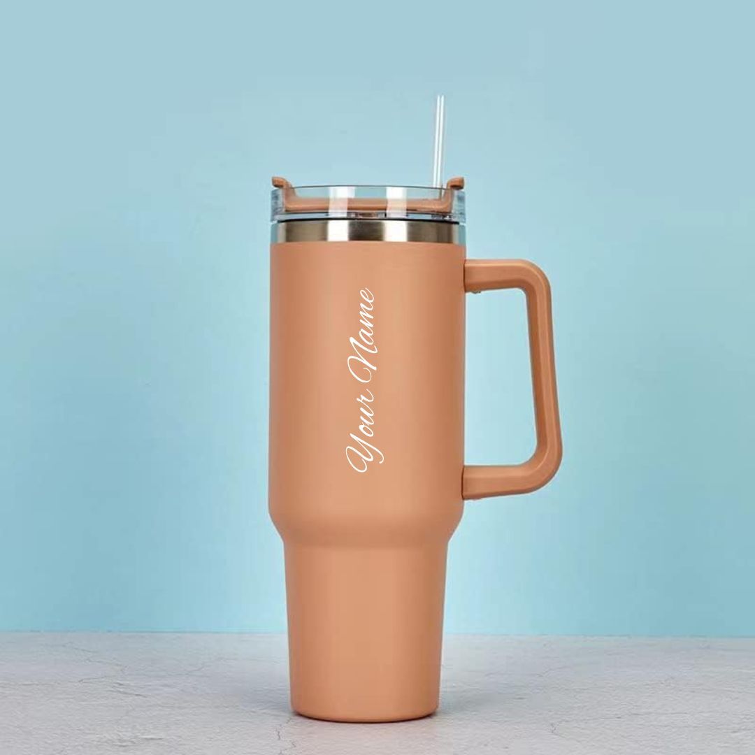 Personalized Tan Brown Vacuum Insulated Tumbler ( 1200 ml )