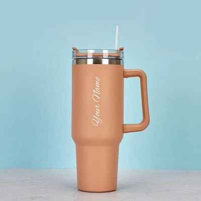 Personalized Tan Brown Vacuum Insulated Tumbler ( 1200 ml )