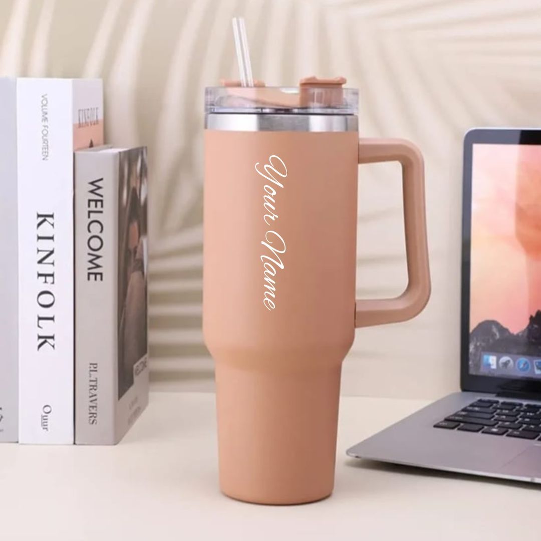 Personalized Tan Brown Vacuum Insulated Tumbler ( 1200 ml )