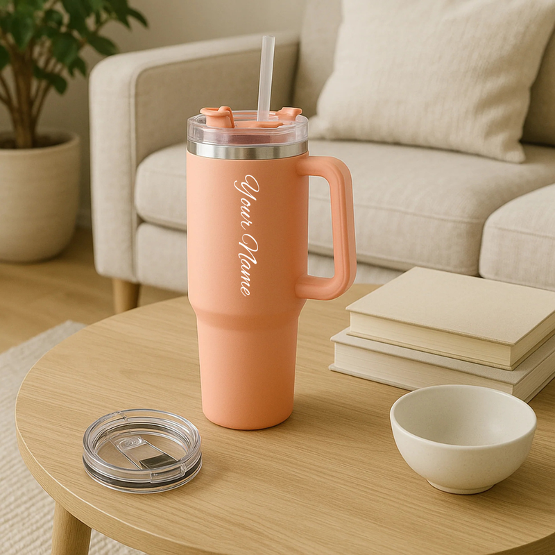 Personalized Apricot Orange Vacuum Insulated Car Tumbler ( 1200 ml )