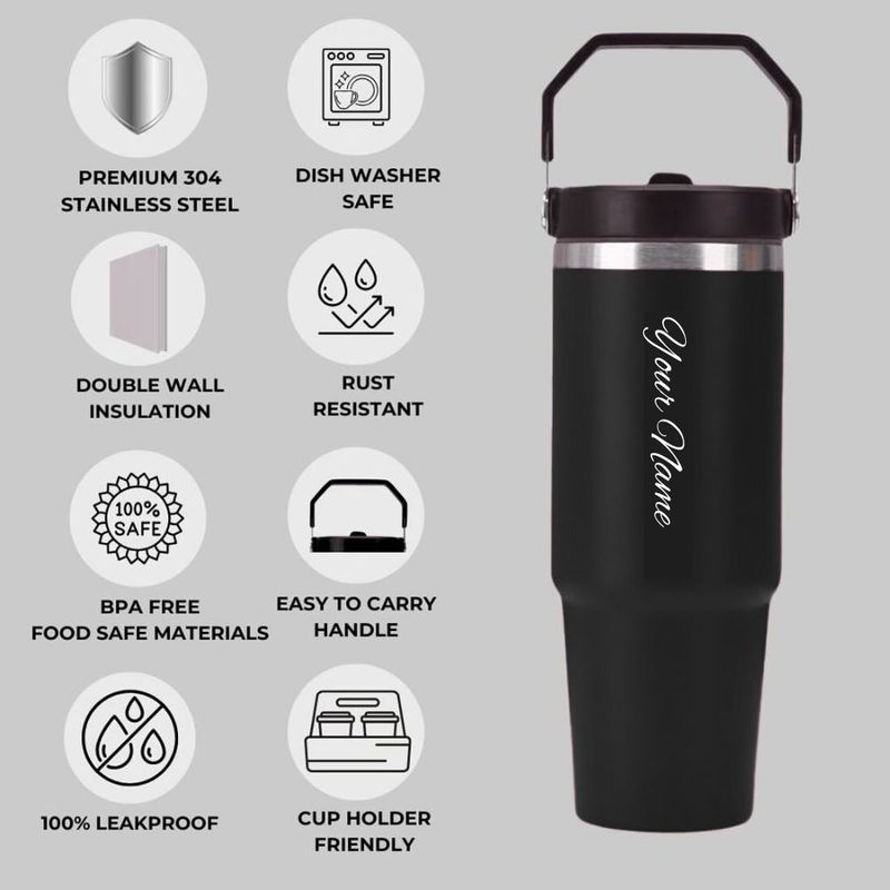 Personalized Black IceFlow Stanley Tumbler 900 ml (30 Oz)