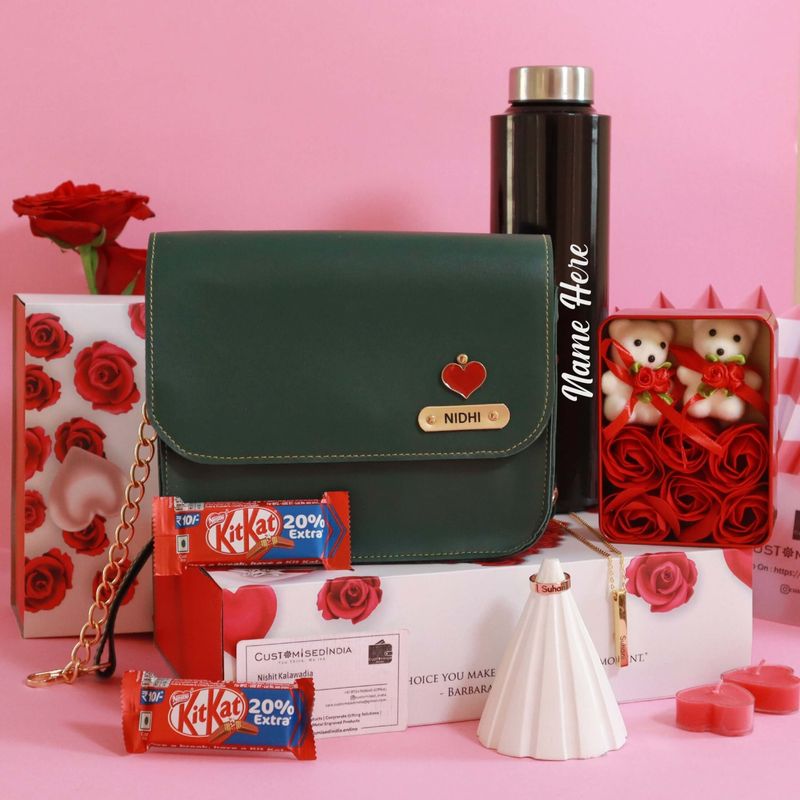 Valentine's Women's Combo with Sling bag and Bottle