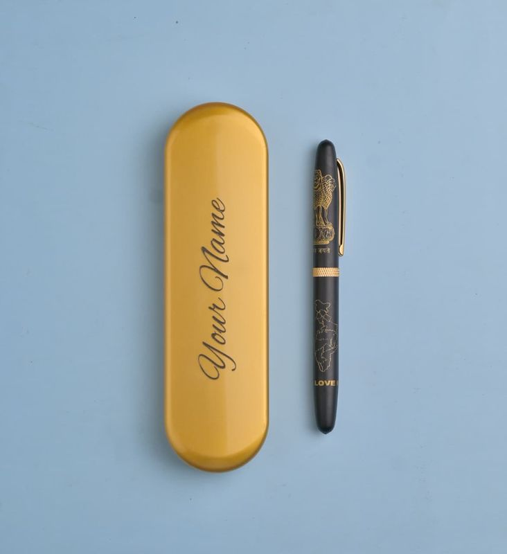 Satyamev Jayate &amp; India Map  - Personalized Black Magnetic Pen with Name