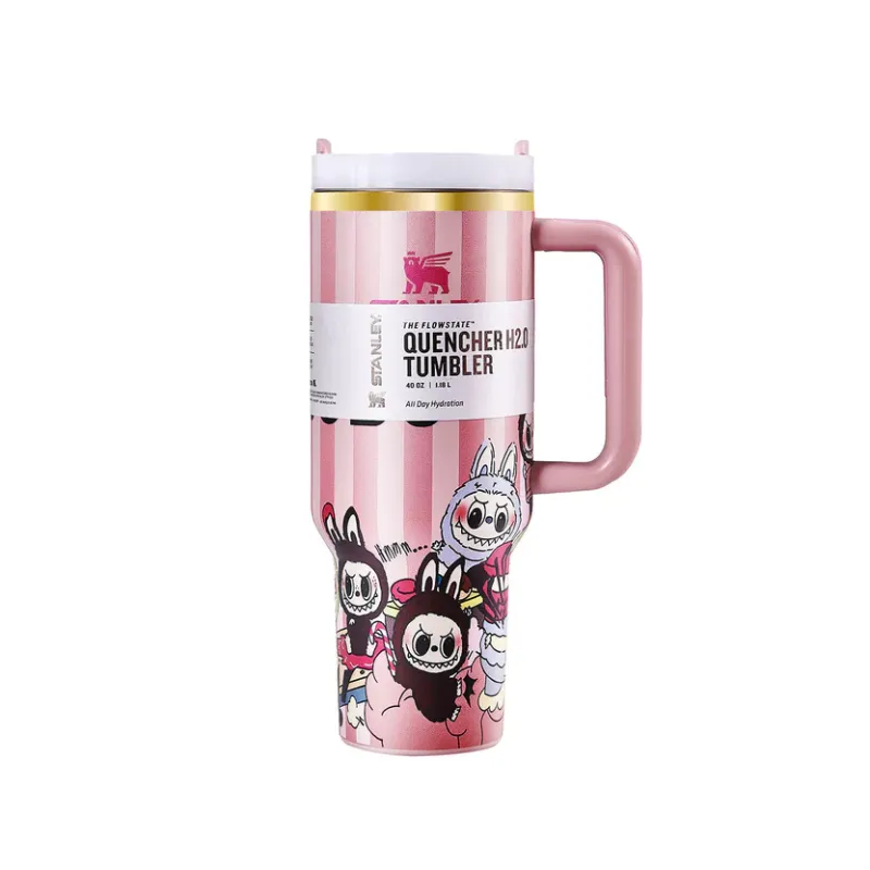 Stanley X Labubu 40oz 1200ml Quencher Tumbler - Stripes Pink
