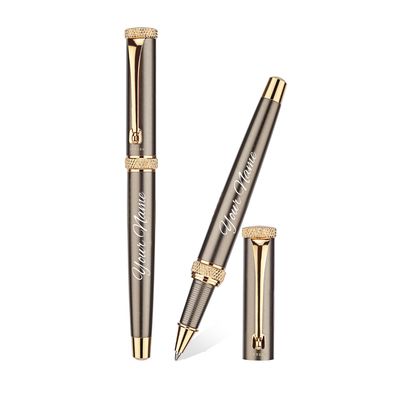 Personalised Crown Roller Pen with Gun Metal Metallic Finish