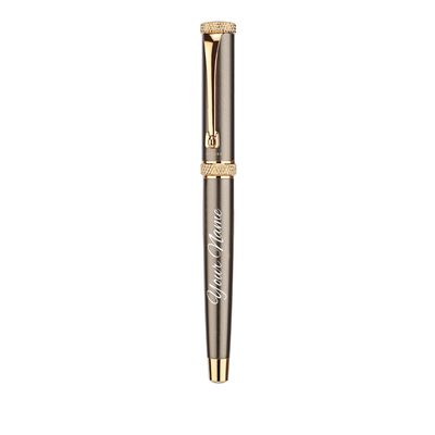 Personalised Crown Roller Pen with Gun Metal Metallic Finish
