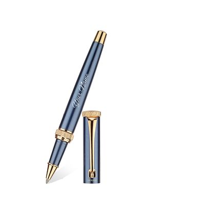 Personalised Crown Roller Pen with Sapphire Blue Metallic