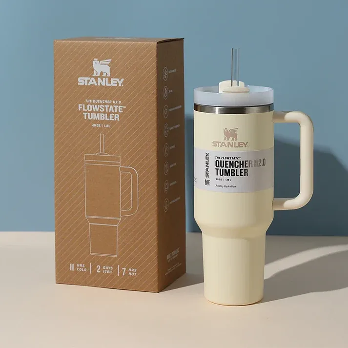 Personalized Stanley Quencher H2.0 Flowstate Tumbler - Cream Colour