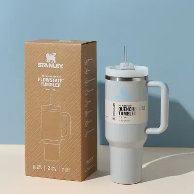 Personalized Stanley Quencher H2.0 Flowstate Tumbler - Light Grey