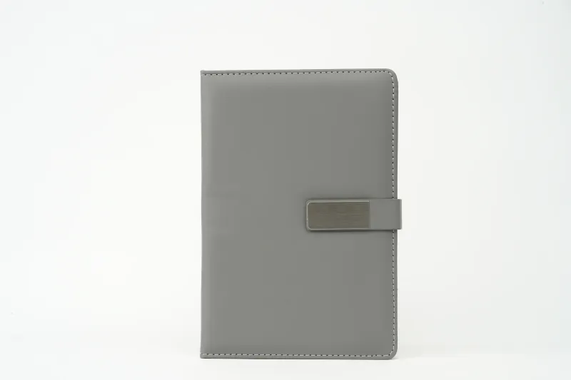 Grey Metal Flip Personalized Leather Diary