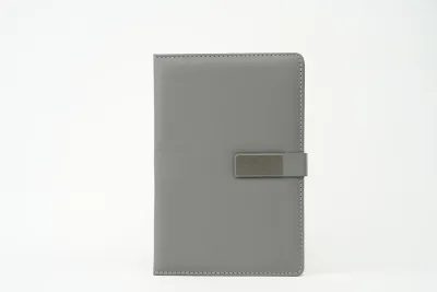 Grey Metal Flip Personalized Leather Diary