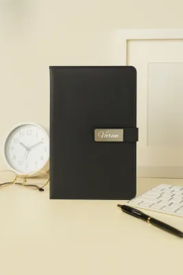Black Metal Flip Personalized Leather Diary Black Metal Flip Personalized Leather Diary
