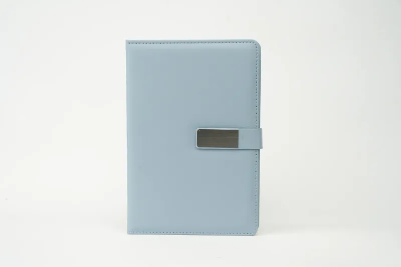 Sky Blue Metal Flip Personalized Leather Diary
